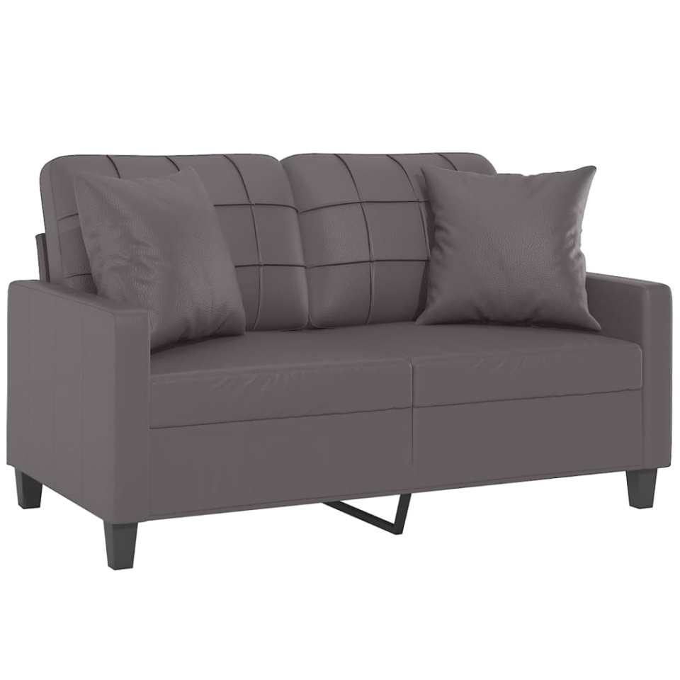 Canapea cu 2 locuri cu pernuțe, gri, 120 cm, piele ecologică - 2 | YEO