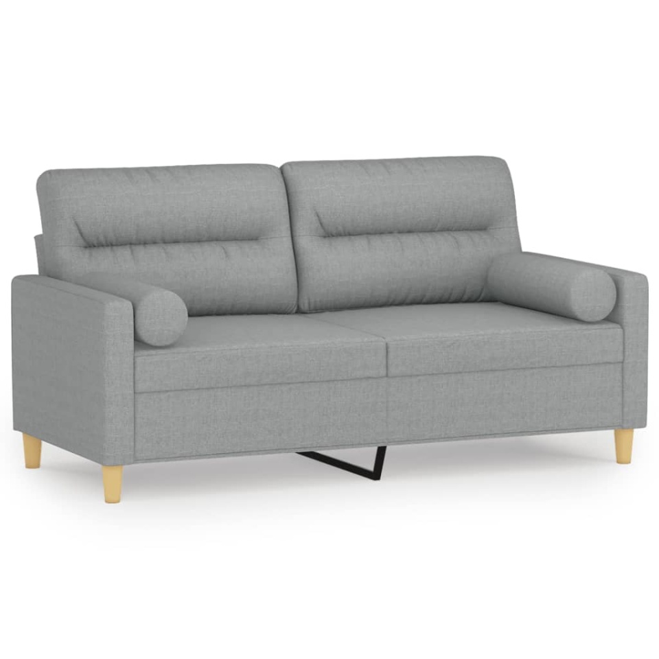 Canapea cu 2 locuri cu pernuțe, gri deschis, 140 cm, textil - 1 | YEO
