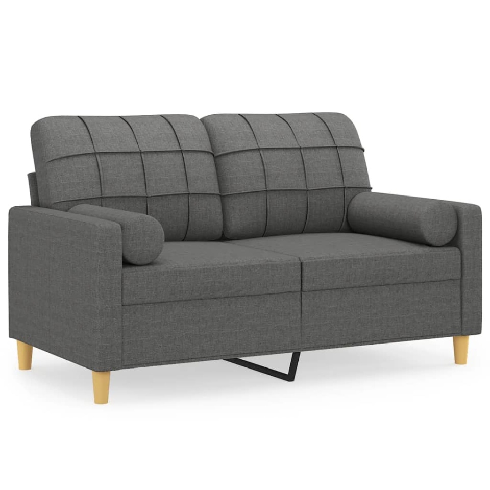 Canapea cu 2 locuri cu pernuțe, gri închis, 120 cm, textil - 1 | YEO