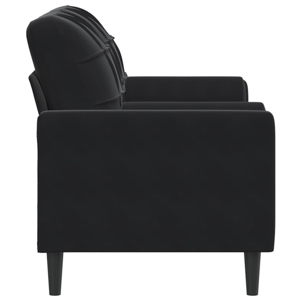 Canapea cu 2 locuri cu pernuțe, negru, 140 cm, catifea - 3 | YEO