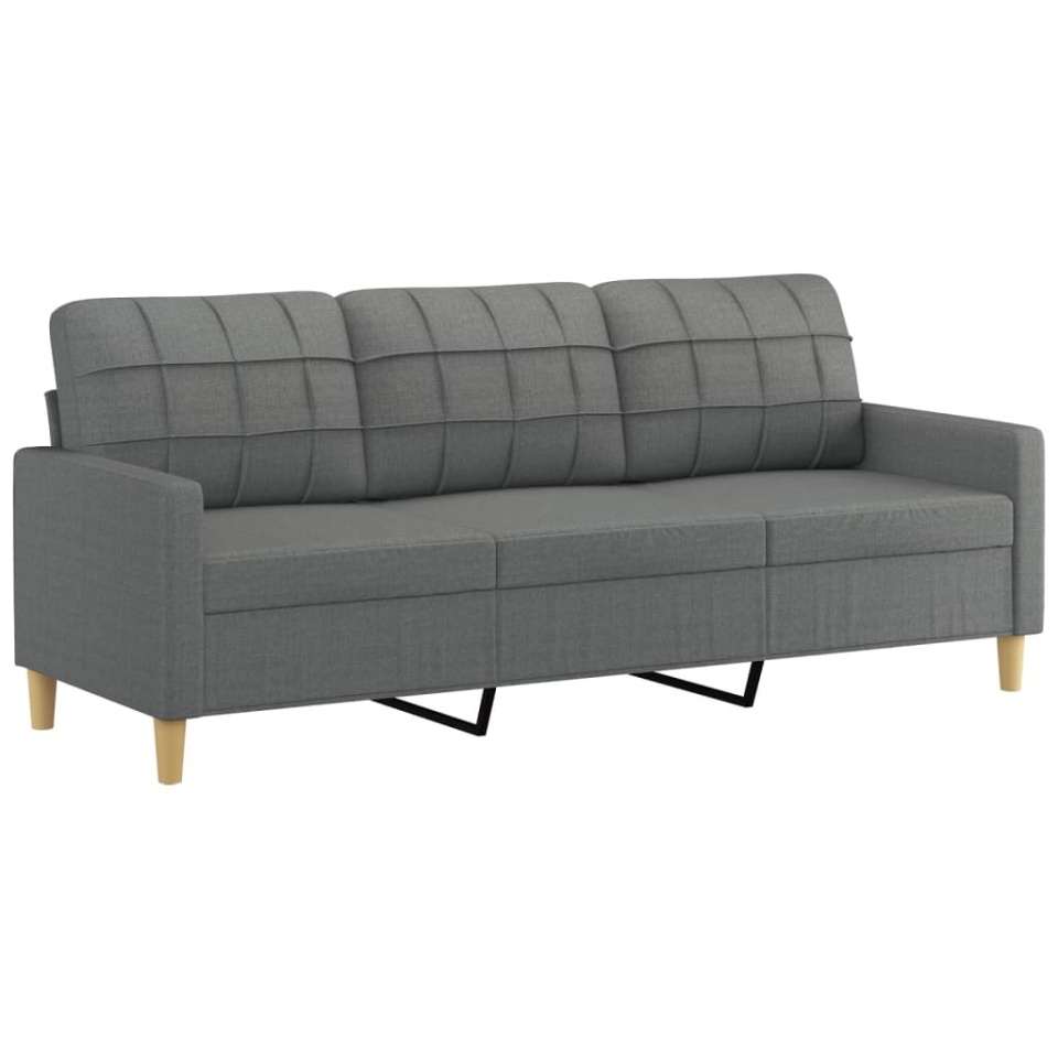 Canapea cu 3 locuri și taburet, gri închis, 180 cm, textil - 3 | YEO