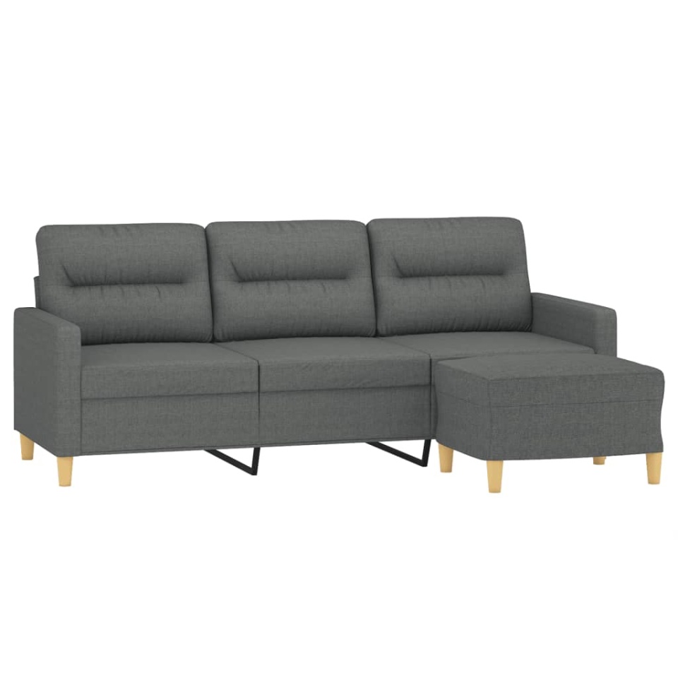 Canapea cu 3 locuri și taburet, gri închis, 180 cm, textil - 2 | YEO
