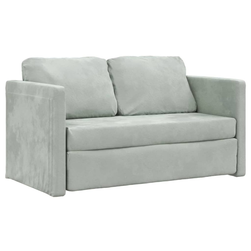 Canapea extensibilă de podea 2 în 1, gri, 122x204x55 cm catifea - 3 | YEO