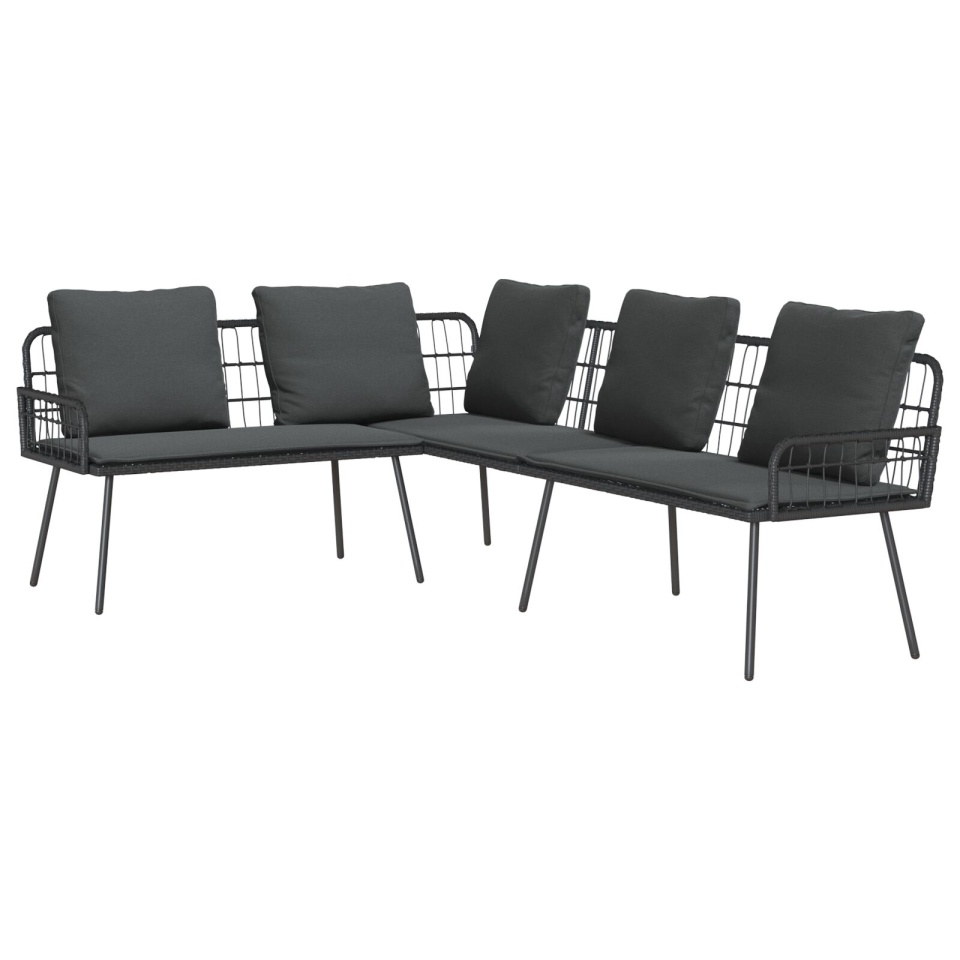 Canapea L Neagră 231x173x78 cm din Poliratan - 1 | YEO
