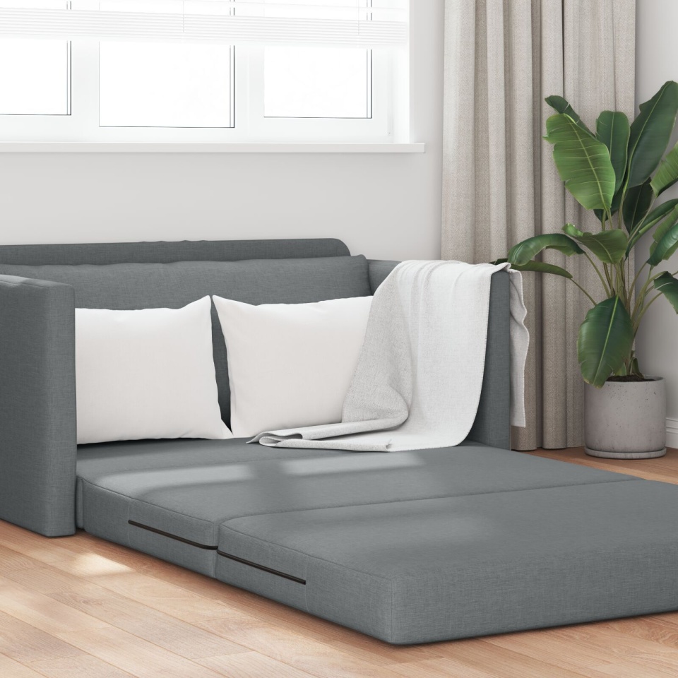 Canapea pat 2 în 1 gri închis 124x71x78 cm material textil - 2 | YEO