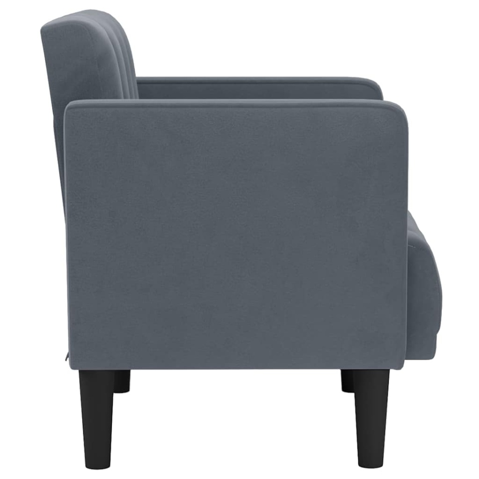 Canapea scaun cu cotiere, gri închis, 53 cm, catifea - 3 | YEO