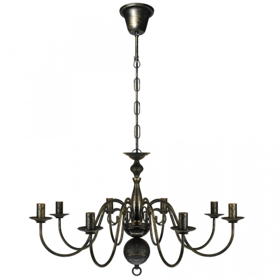 Candelabru Negru de metal în stil antichizat, 8 x becuri E14 - 1 | YEO