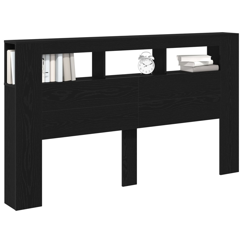 Cap de pat storage cu lumini LED Stejar Negru 180x18,5x103,5 cm - 1 | YEO