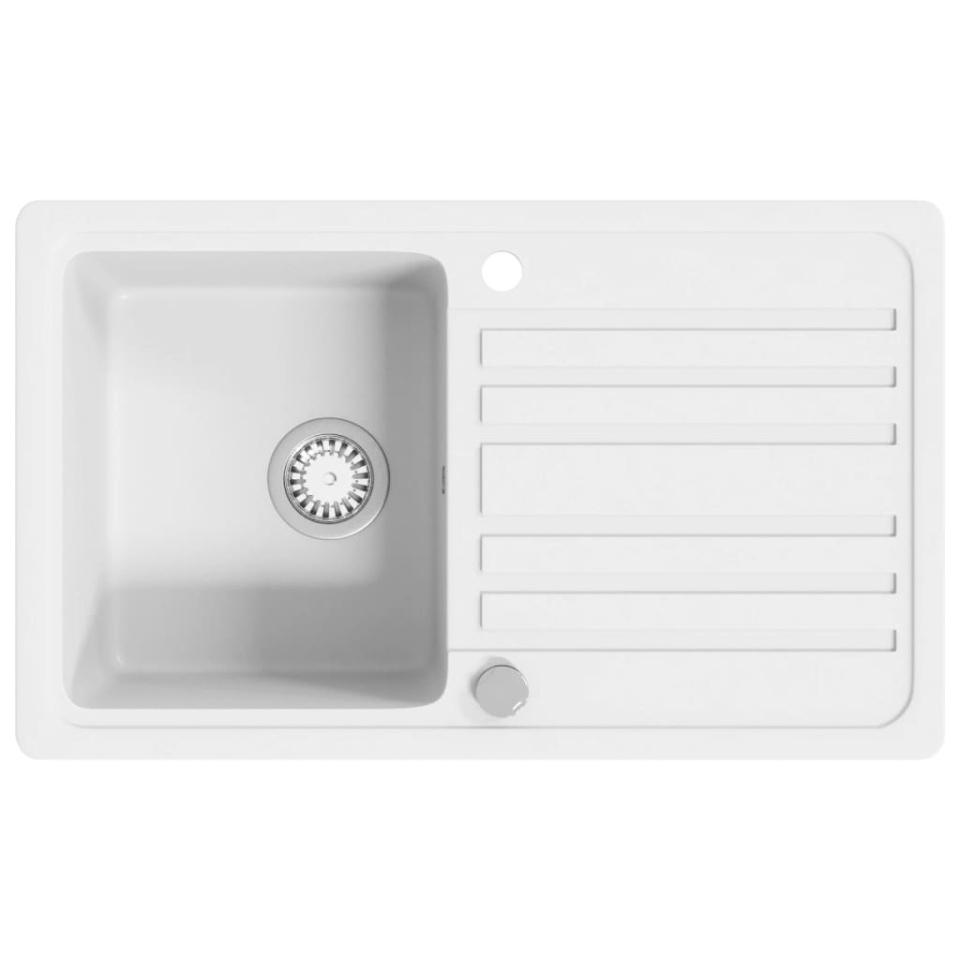 Chiuvetă bucătărie granit, bazin unic cu scurgere, reversibilă, gri - 1 | YEO