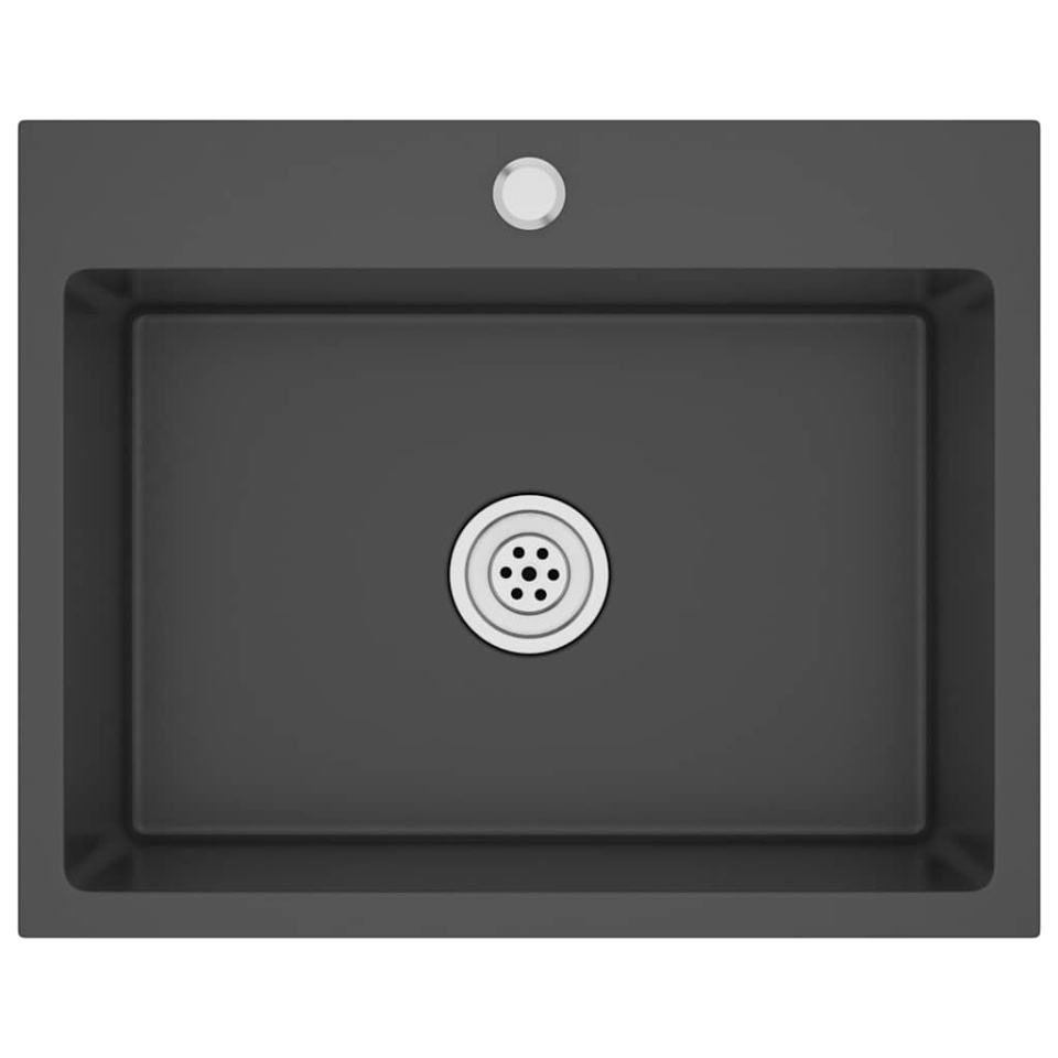 Chiuvetă de bucătărie, negru, oțel inoxidabil - 1 | YEO