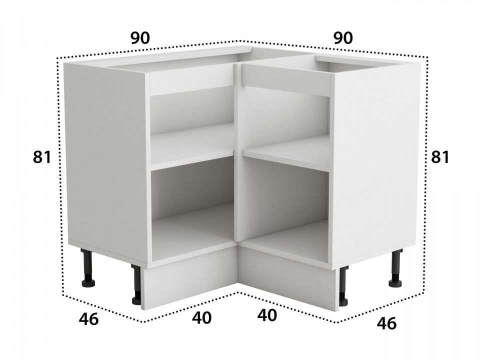 Coltar Alfa, Wenge Alb, PAL, 90x81x46 cm - 4 | YEO