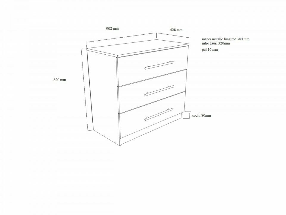 Comoda beta, sonoma/alb, 90x82x42.5 cm - 2 | YEO