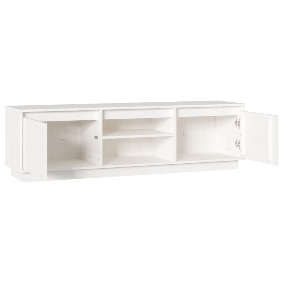 Comodă TV, alb, 140x35x40 cm, lemn masiv de pin - 3 | YEO