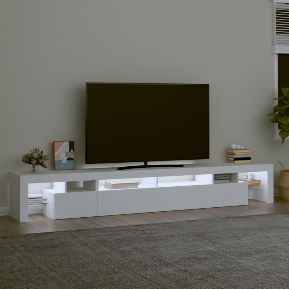 Comodă TV cu lumini LED, alb, 260x36,5x40cm - 2 | YEO