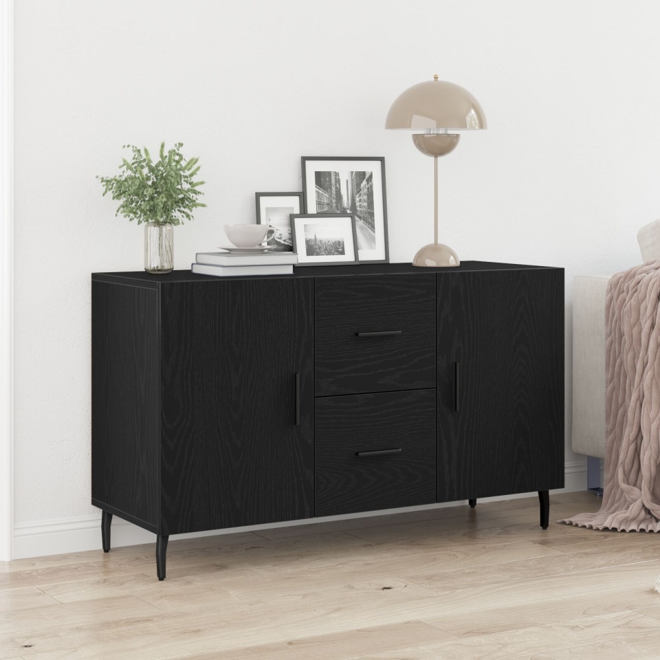 Constatator Negru Stejar 100x36x60 cm din Lemn Ingineresc