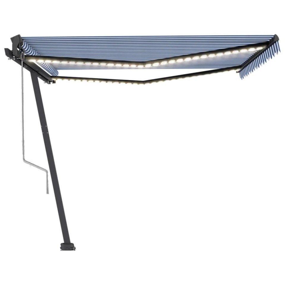 Copertină automată cu senzor vânt&LED, albastru/alb, 400x350 cm - 3 | YEO