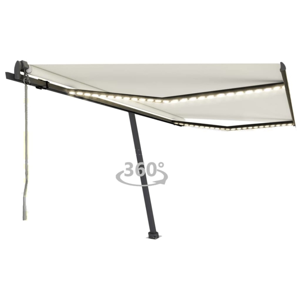Copertină automată cu senzor vânt & LED, crem, 400x350 cm