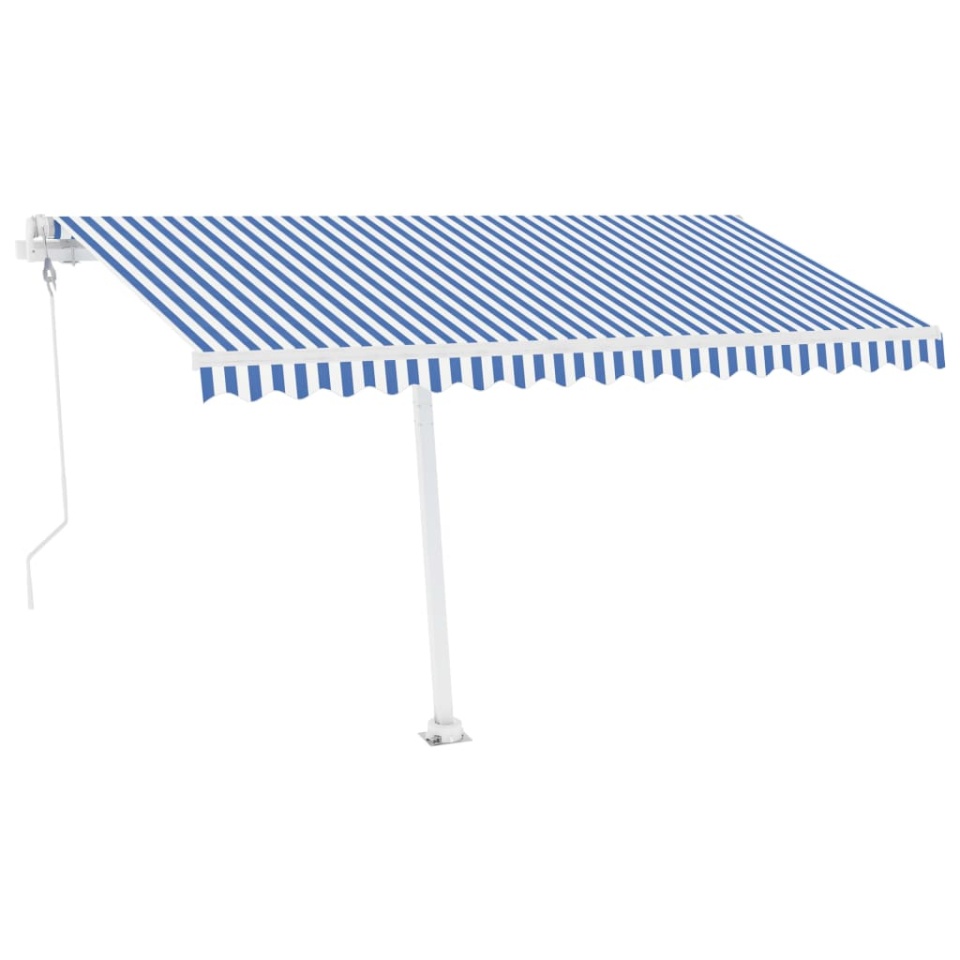 Copertină automată senzor vânt&LED, albastru/alb, 400x300 cm - 1 | YEO