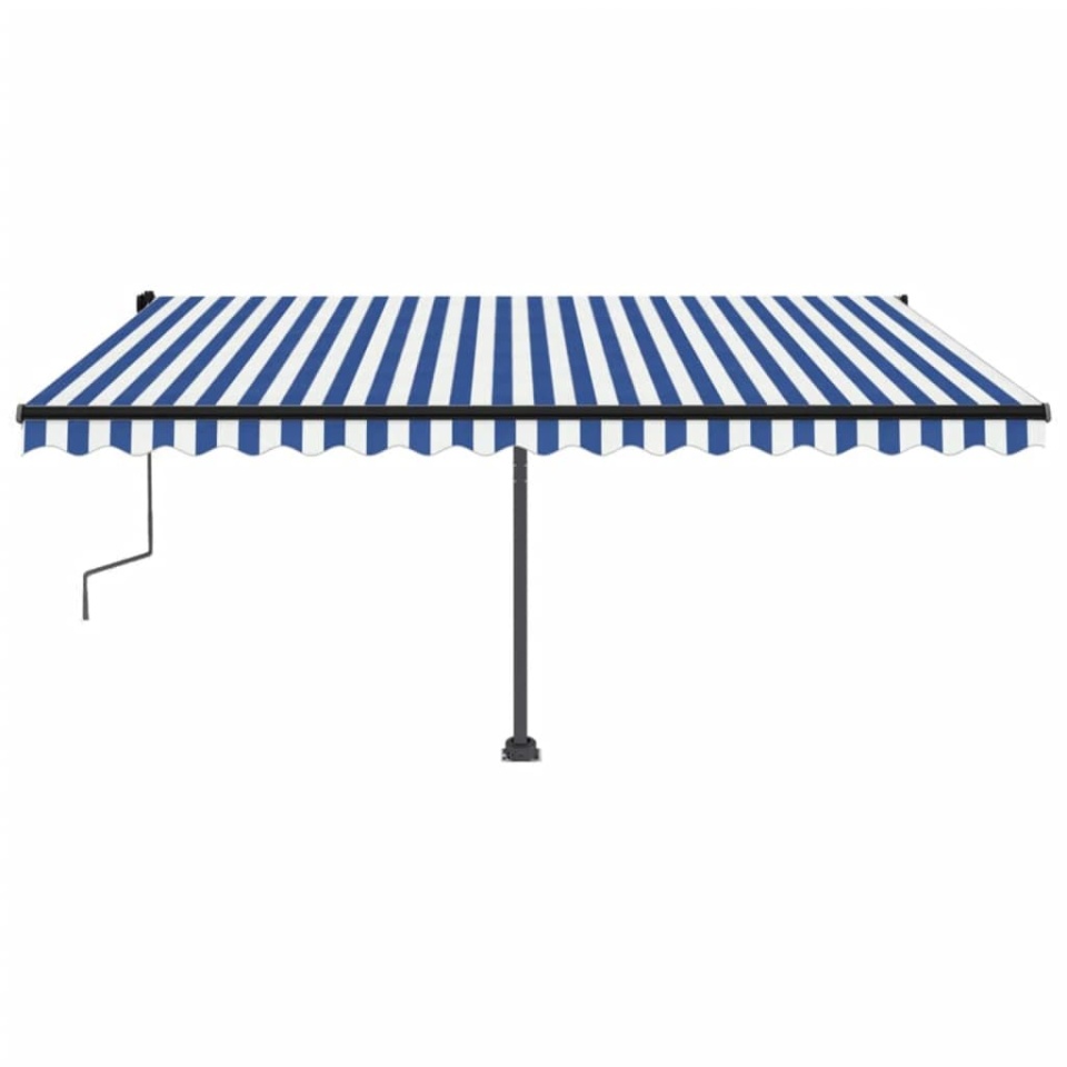 Copertină autonomă retractabilă manual albastru&alb 450x300 cm - 2 | YEO