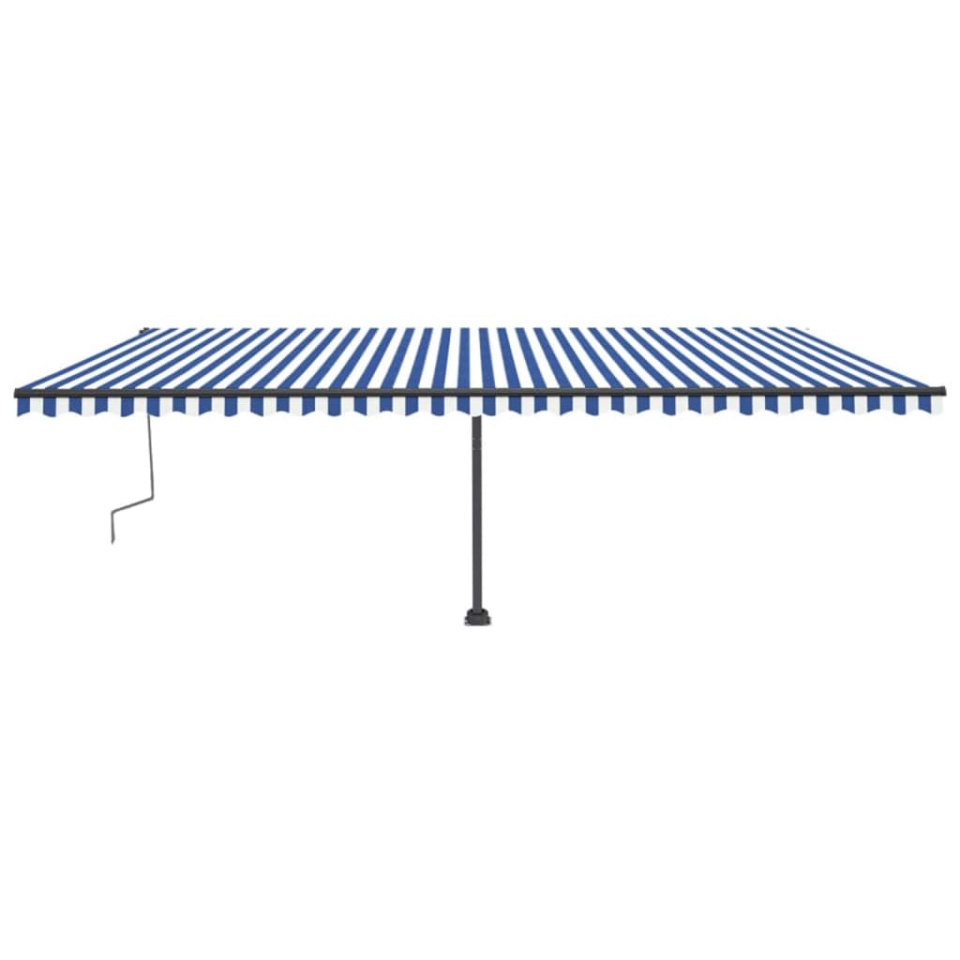 Copertină autonomă retractabilă manual albastru/alb 600x300 cm - 2 | YEO