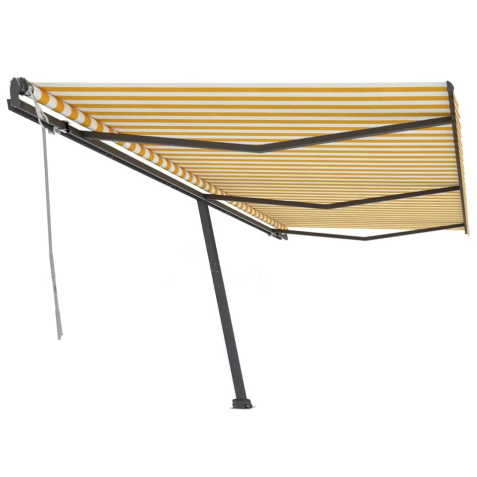Copertină autonomă retractabilă manual, galben&alb, 600x300 cm - 1 | YEO