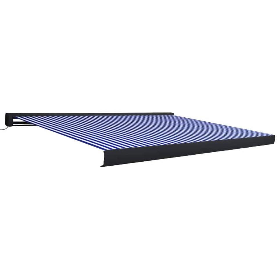 Copertină motorizată tip casetă, albastru și alb, 350 x 250 cm - 1 | YEO