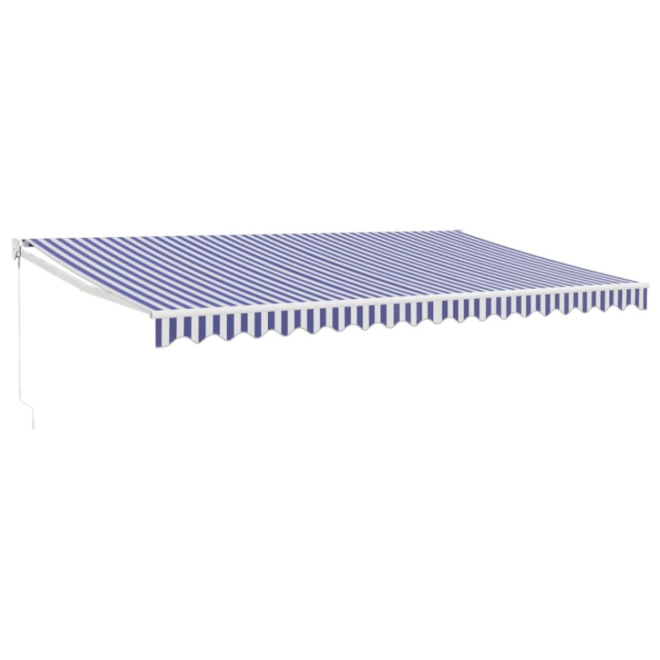 Copertină retractabilă albastru/alb, 5x3 m, textil/aluminiu - 1 | YEO