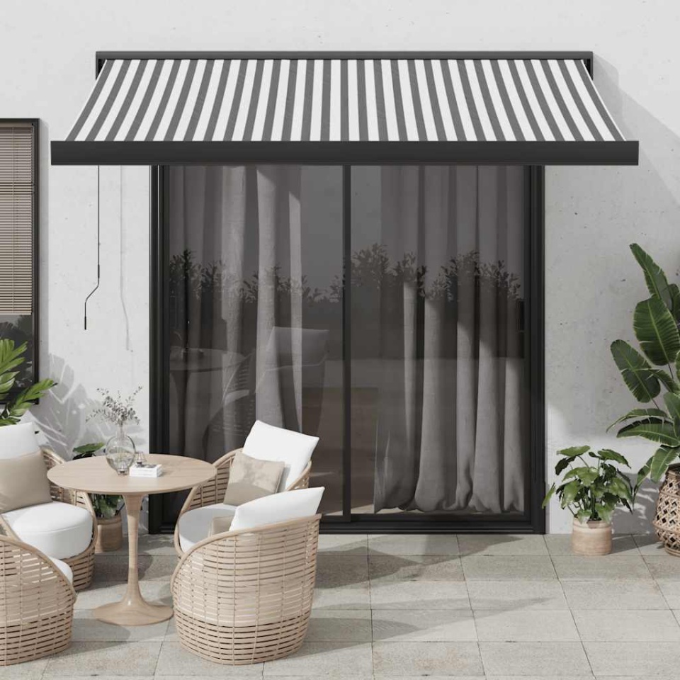 Copertină retractabilă antracit/alb, 3,5x2,5 m, textil/aluminiu