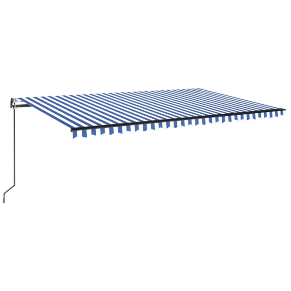 Copertină retractabilă automat, albastru și alb, 500x350 cm - 1 | YEO