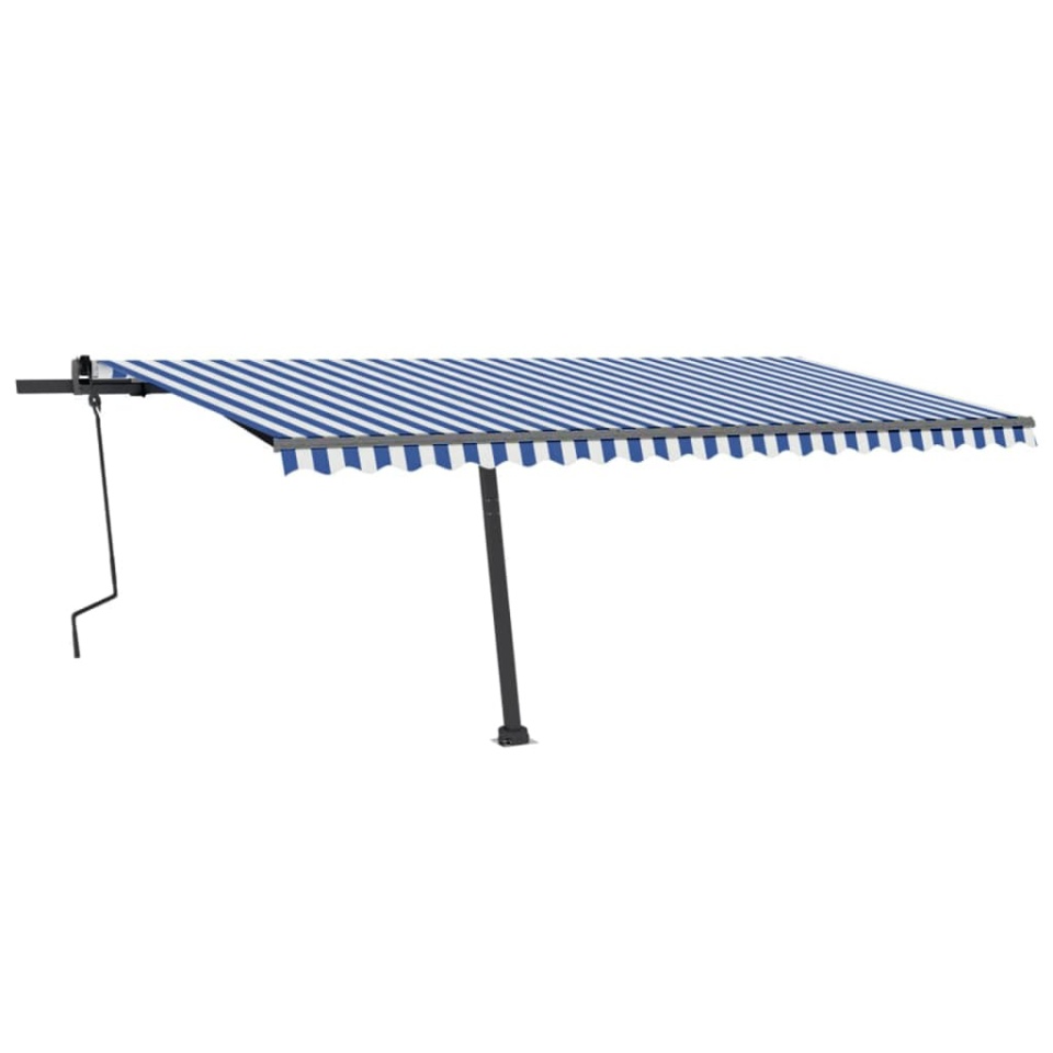 Copertină retractabilă manual cu LED, albastru&alb, 500x300 cm - 2 | YEO