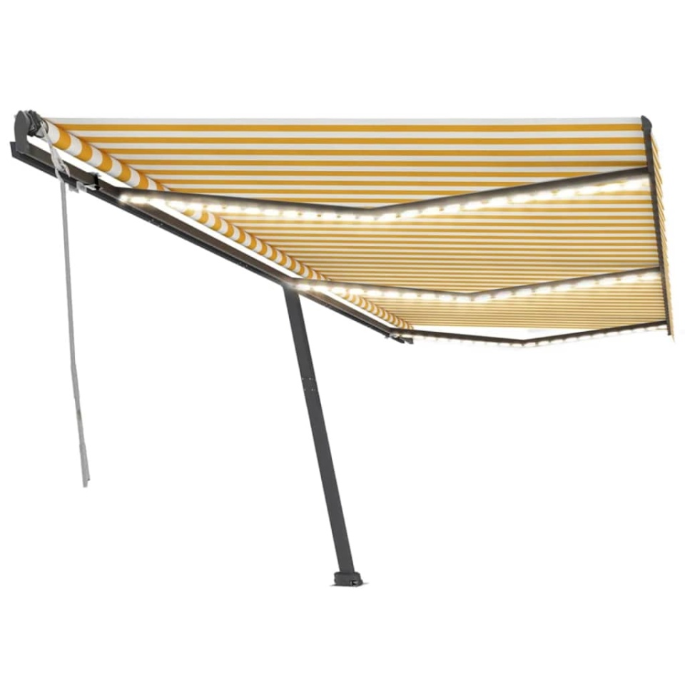 Copertină retractabilă manual cu LED, galben și alb, 600x300 cm - 1 | YEO