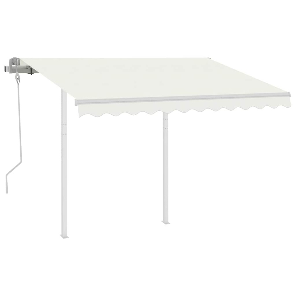 Copertină retractabilă manual cu stâlpi, crem, 3x2,5 m - 1 | YEO