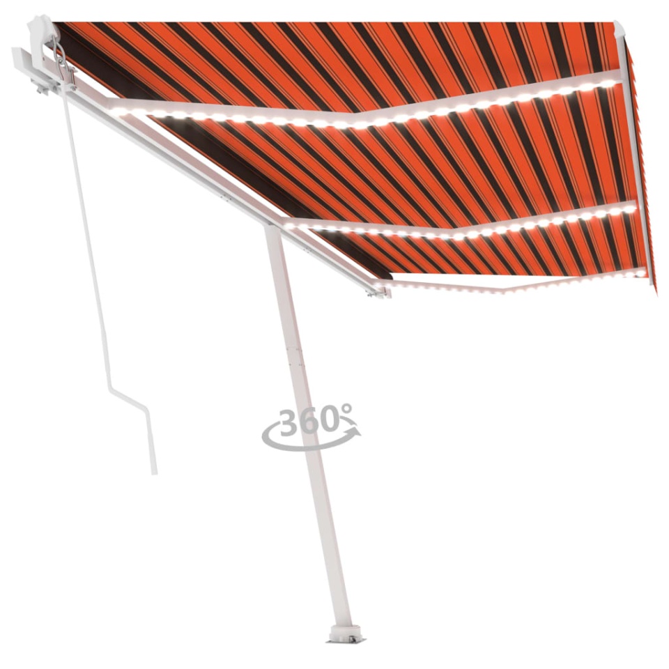 Copertină retractabilă manual, LED, portocaliu&maro, 600x300 cm - 2 | YEO