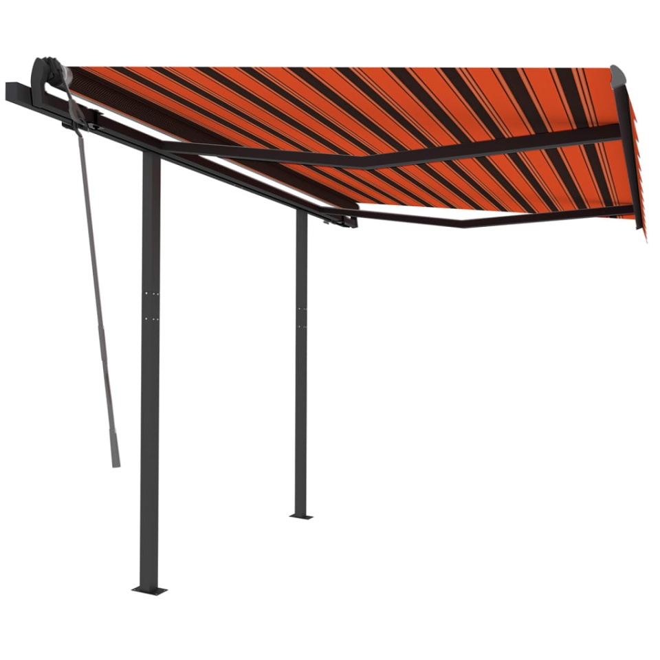 Copertină retractabilă manual, stâlpi portocaliu&maro 3,5x2,5 m - 1 | YEO