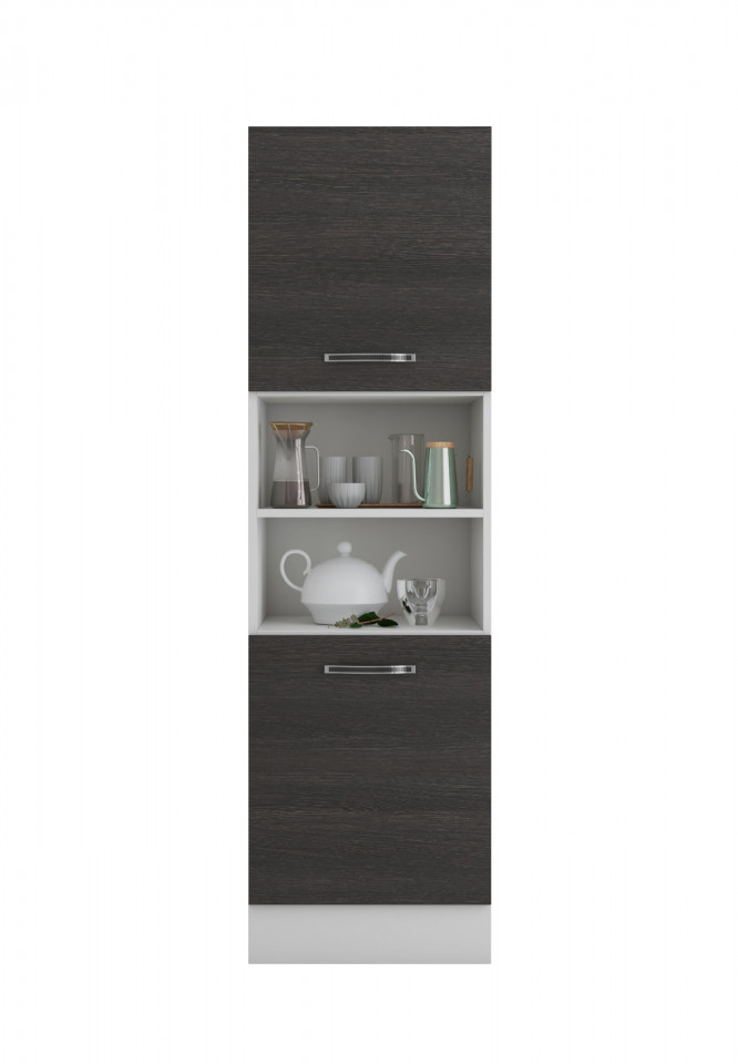 Corp inalt pentru cuptor, Alb/Wenge, PAL, 60x205x58 cm - 1 | YEO