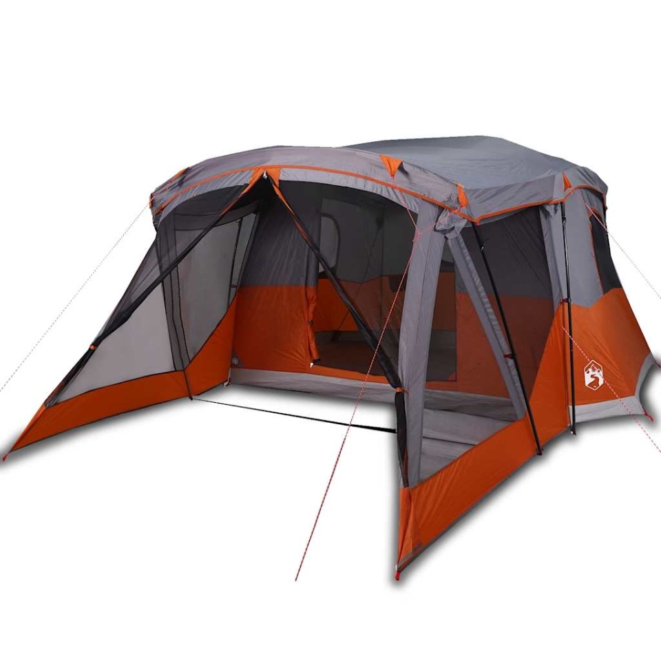 Cort de camping cu verandă 4 persoane, portocaliu, impermeabil - 1 | YEO