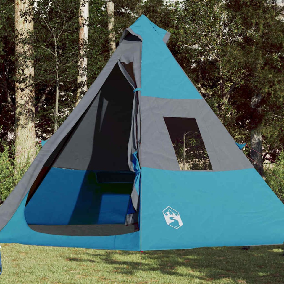 Cort de camping tipi pentru 7 persoane, albastru, impermeabil