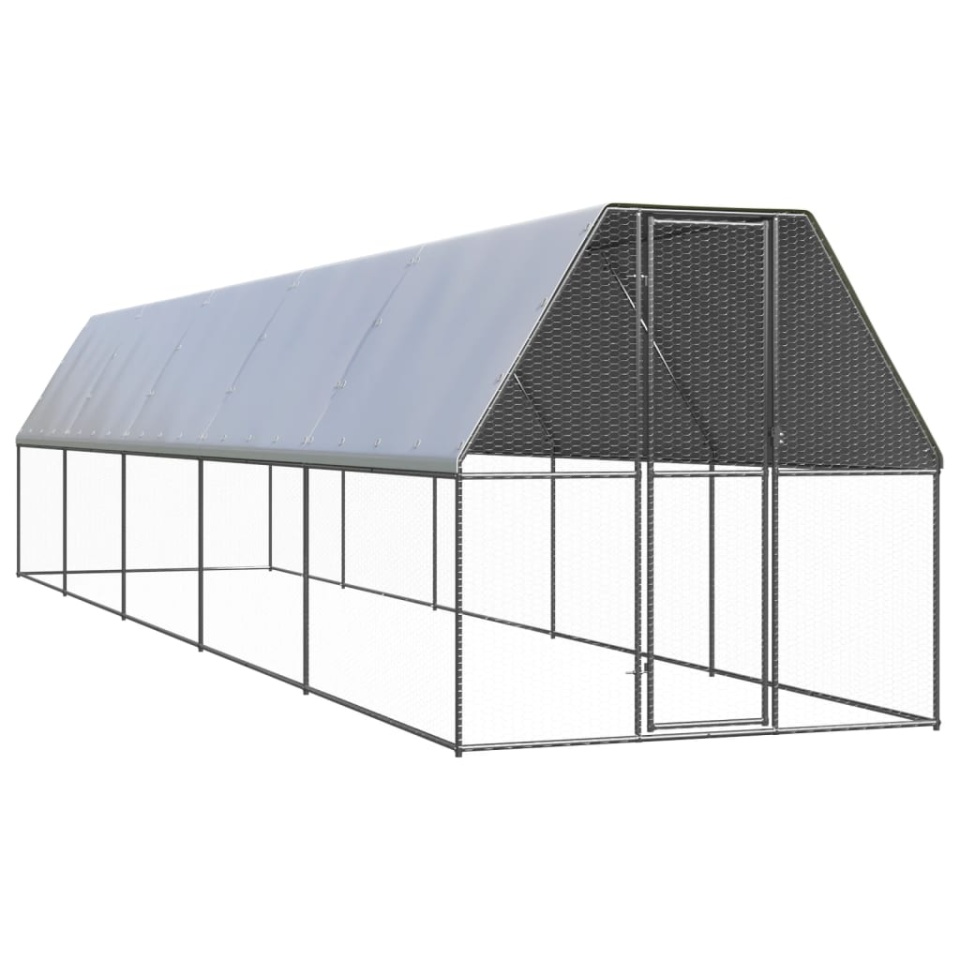 Coteț de păsări pentru exterior, 2x10x2 m, oțel galvanizat