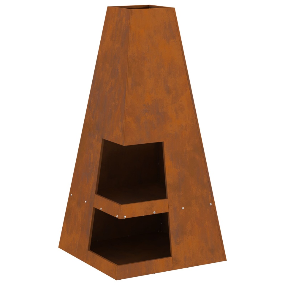 Cuptor de foc cu depozitare pentru lemne 50x50x100 cm Oțel rezistent la intemperii - 1 | YEO