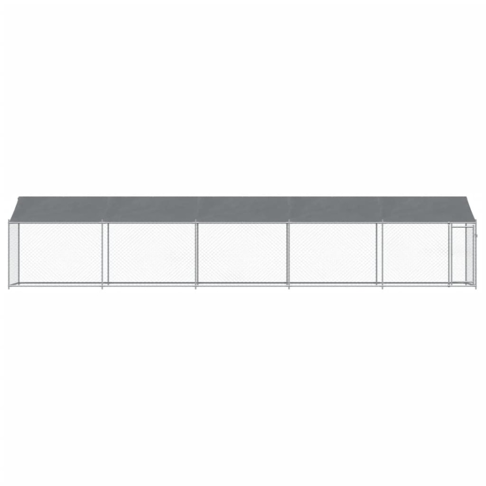 Cușcă câini cu acoperiș și ușă, gri, 10x2x2 m, oțel galvanizat - 3 | YEO