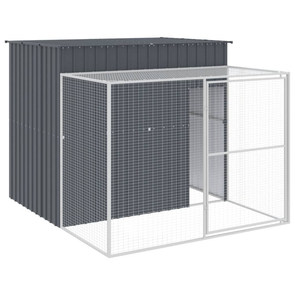 Cușcă de câine cu țarc antracit 214x253x181 cm oțel galvanizat - 1 | YEO