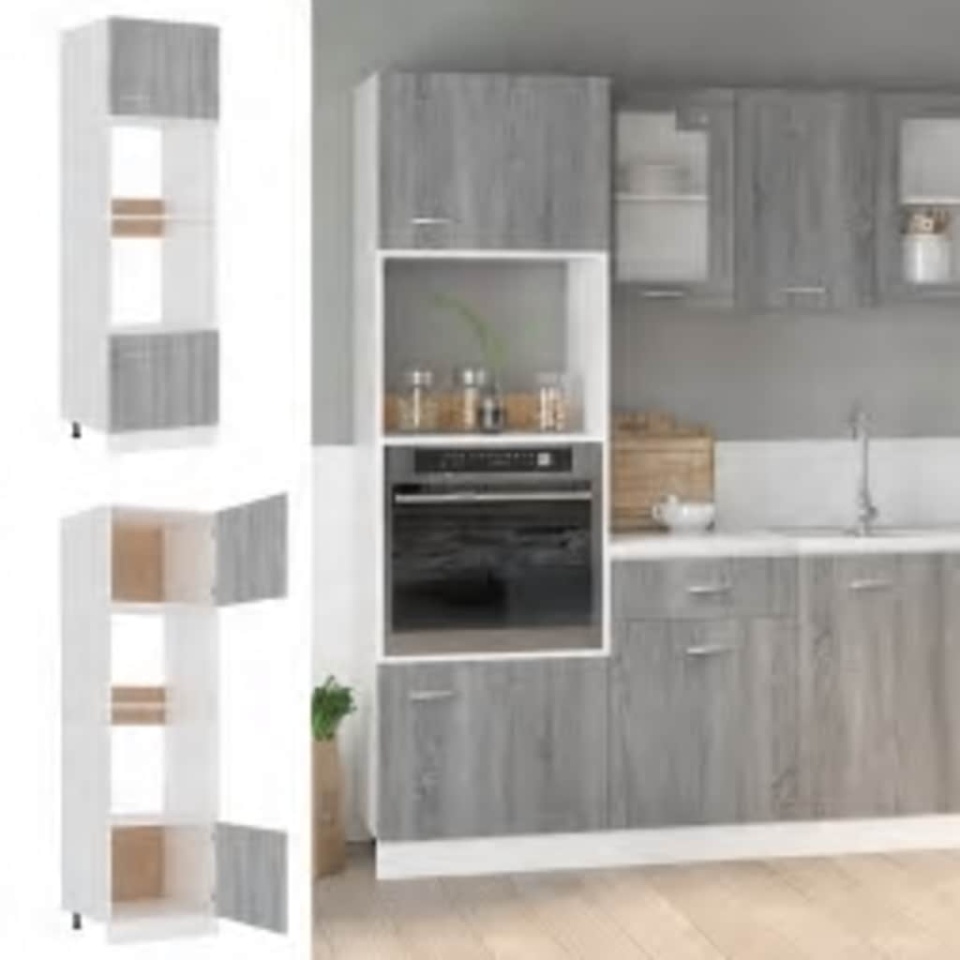 Dulap cuptor microunde “Lyon”, gri sonoma, 60x57x207cm - 2 | YEO