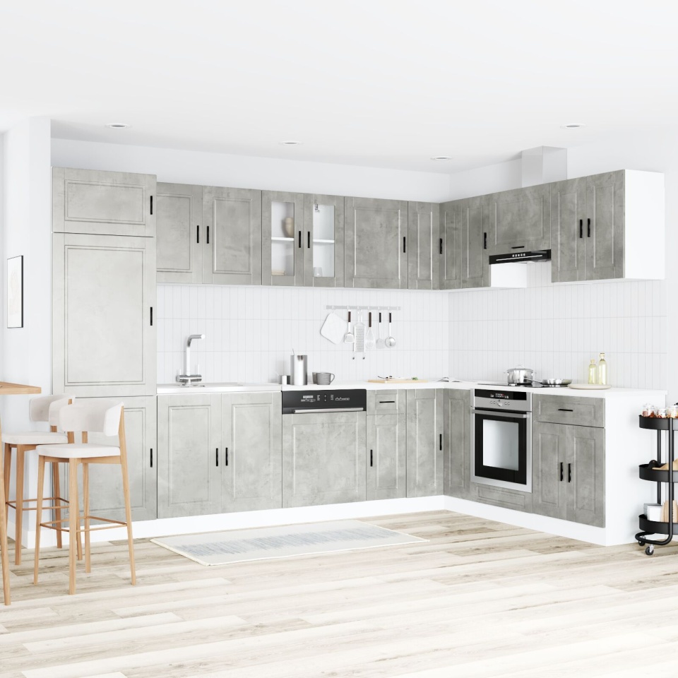 Dulap de bază pentru chiuvetă Porto cu chiuvetă Gri Concret 80x46x84,5 cm Lemn prelucrat