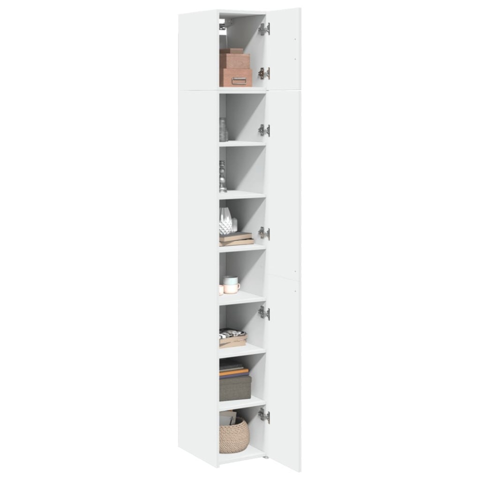 Dulap depozitare slim alb 30x42,5x225 cm lemn prelucrat - 2 | YEO