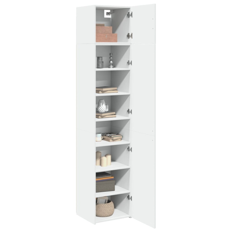 Dulap depozitare slim alb 45x42,5x225 cm lemn prelucrat - 2 | YEO