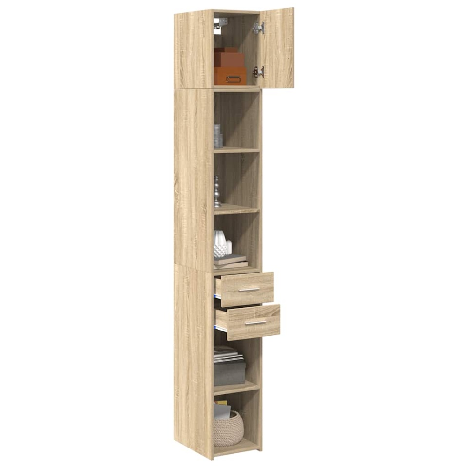 Dulap depozitare slim stejar sonoma 30x42,5x225cm lemn compozit - 2 | YEO