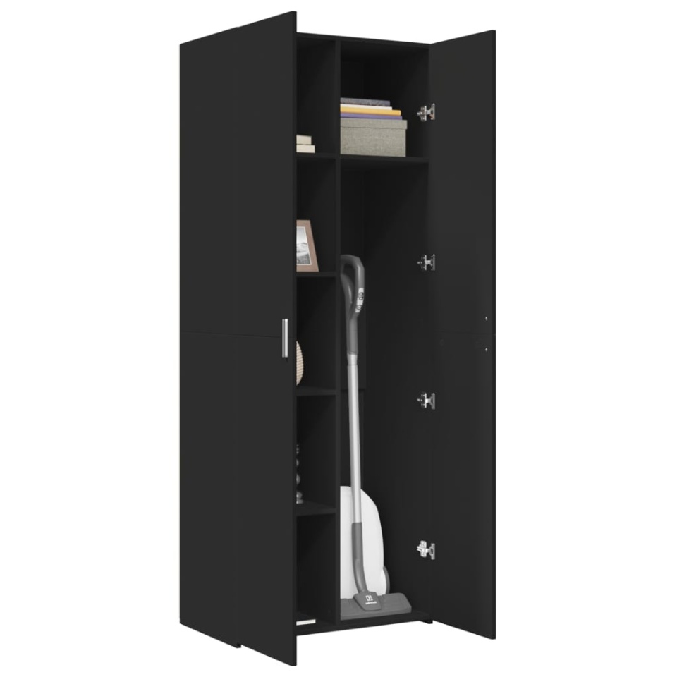Dulap înalt, negru, 70x42,5x185 cm, lemn prelucrat - 2 | YEO