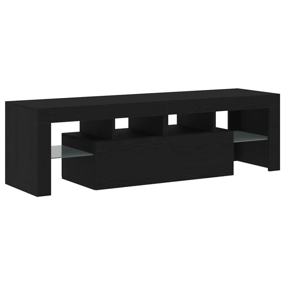 Dulap TV cu LED stejar negru 140x36,5x40 cm lemn prelucrat - 2 | YEO