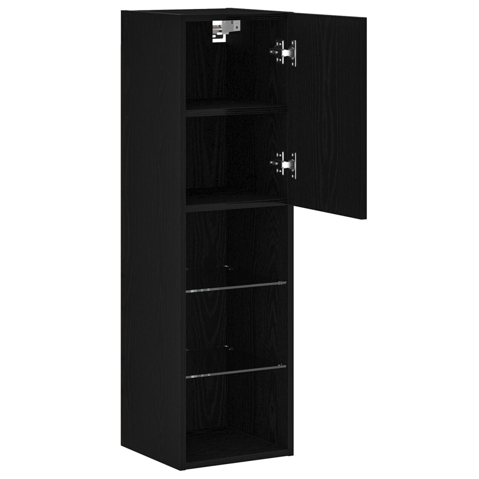 Dulap TV LED 2 buc Negru Stejar 30,5x30x102 cm Lemn prelucrat - 3 | YEO