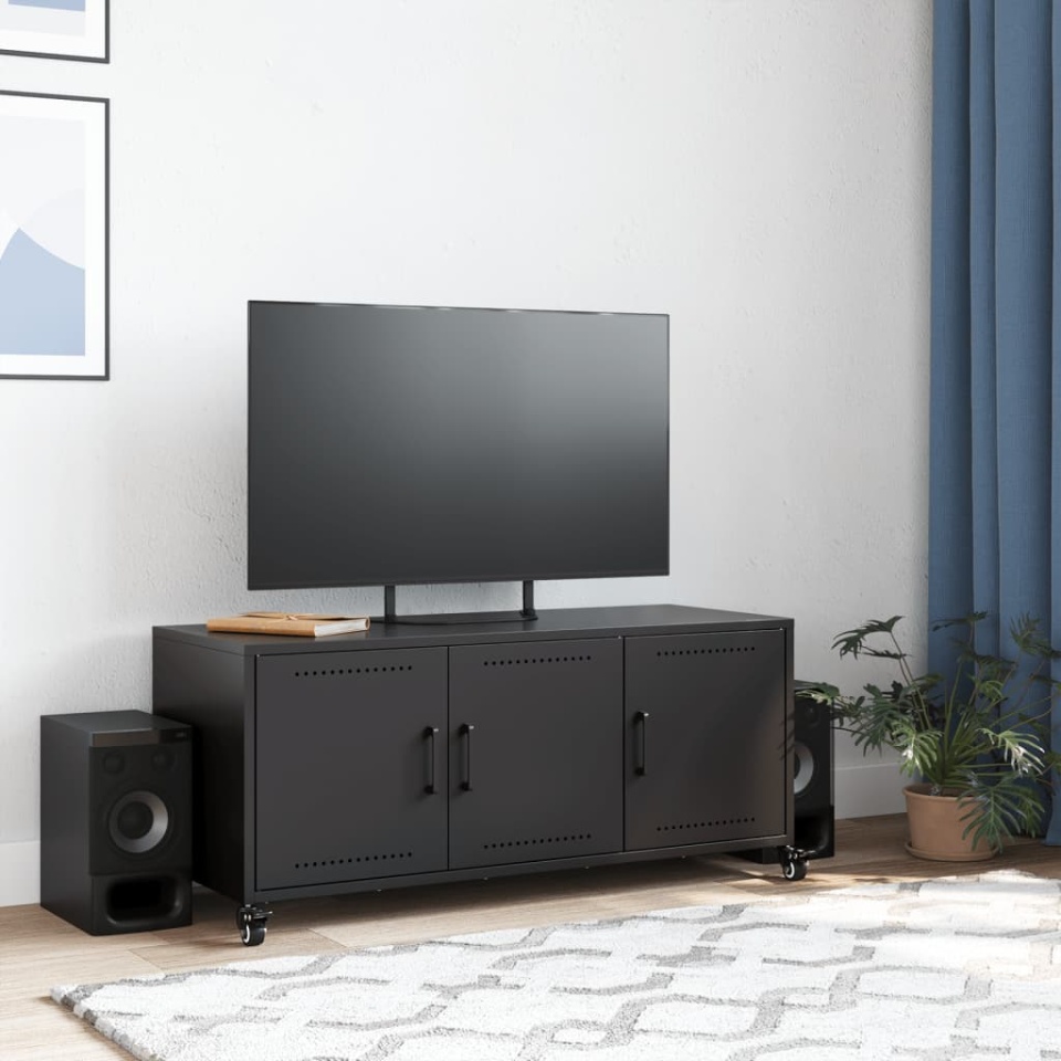 Dulap TV, negru, 100,5x39x43,5 cm, oțel - 2 | YEO